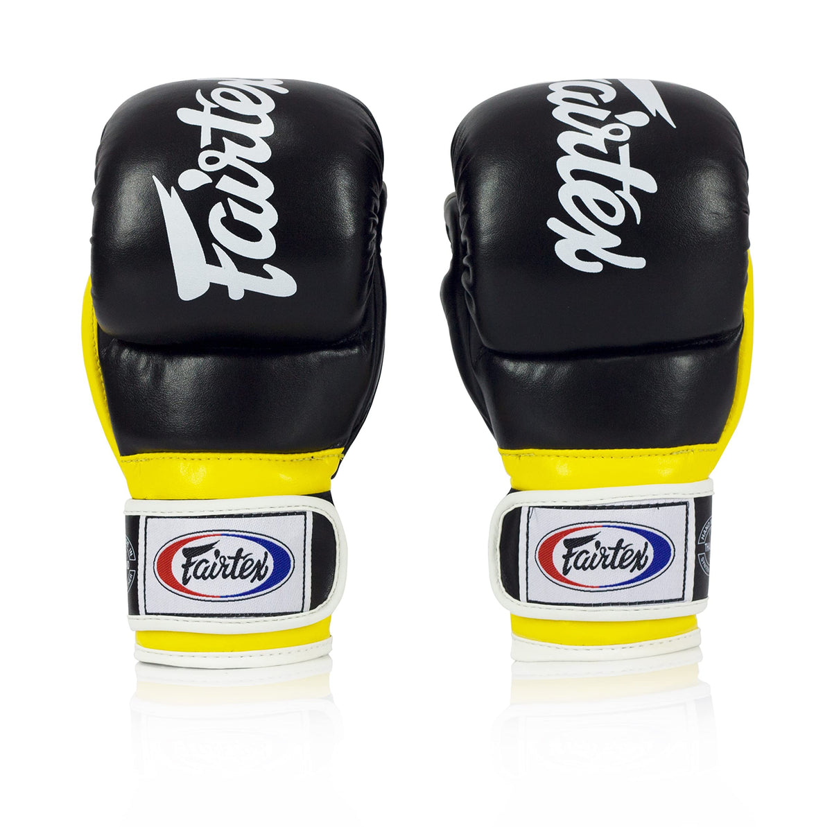 Fairtex FGV18 Muay Thai Boxing Gloves for Men, Women & Kids| MMA Gloves for Martial Arts|Made from Premium Quality Leather, Light Weight & Shock Absorbent Boxing Gloves-XLarge, Black/Yellow