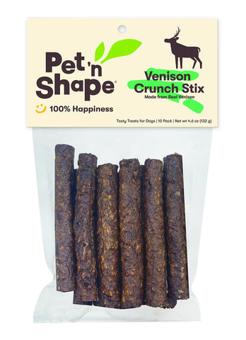 Pet 'n Shape Venison Crunch Sticks, 10 Count - Dog Chews - No Artificial Flavors, Colors, Or Preservatives - Protein Rich Alternative to Rawhide