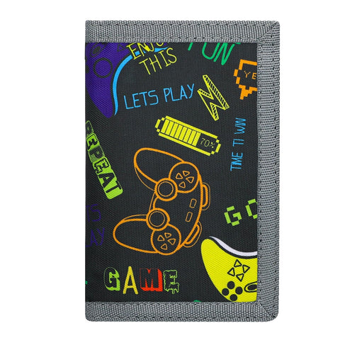 sundee Kids Wallet for Boys, RFID Trifold Canvas Outdoor Sports Wallet for Kids,Kids Festivals Gifts,Birthday Gifts Wallet - Game Black