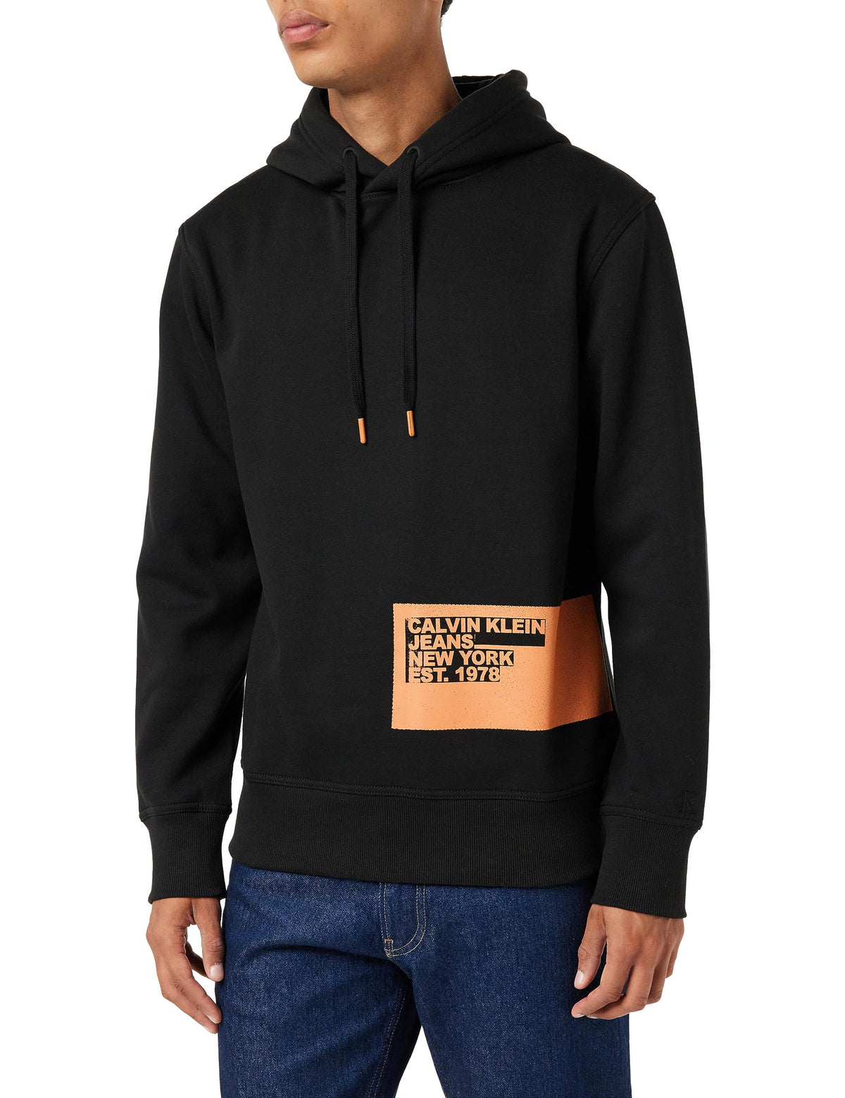 Calvin Klein Jeans Men's Stencil Blocking Logo Hoodie J30J324102, Black (Ck Black), S