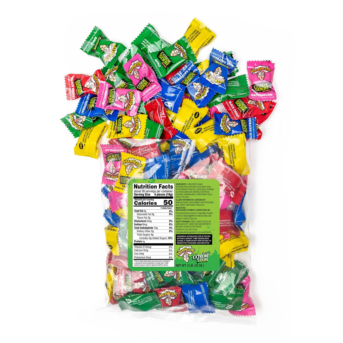 Warhead Extreme Sour Hard Candy, Assorted Flavor, Regular Mix (2 Pounds (Pack of 1))