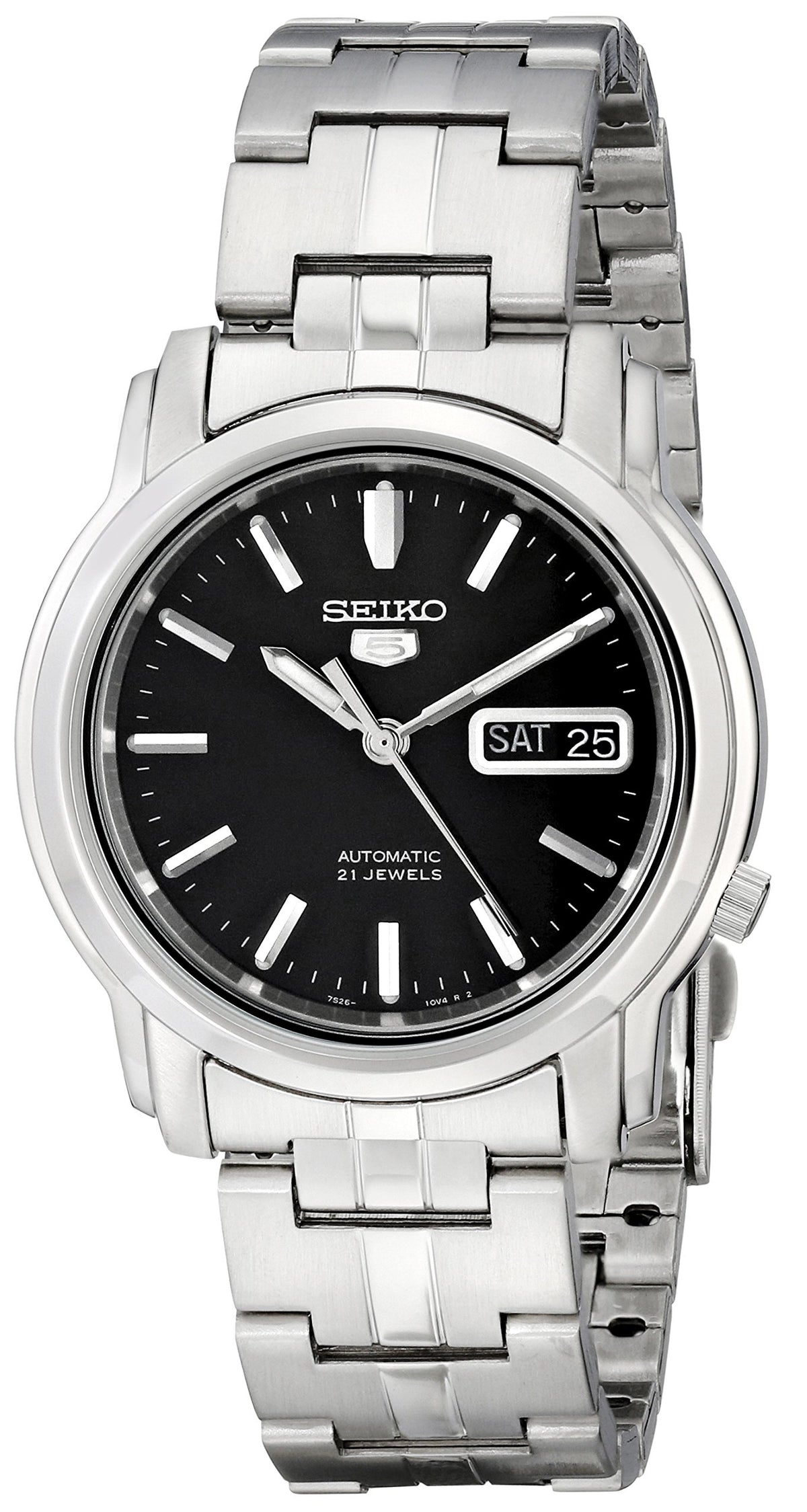 Seiko Men's SNKK71 Seiko 5 Automatic Stainless Steel Watch with Black Dial