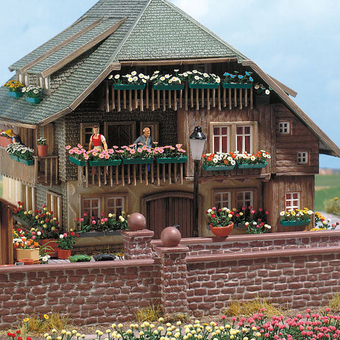 Busch 1208 Window Box Set with Flowers 6/ HO Scenery Scale Model Scenery