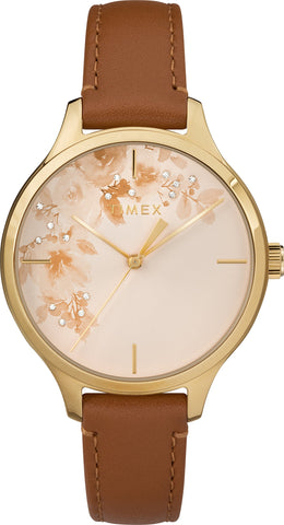 Timex Womens Quartz Watch, Analogue Classic Display and Leather Strap TW2R66900