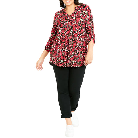 Evans Plus Size Shirt Jersey Print, in RED, Size, 16