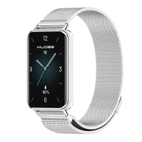GIOPUEY Strap Compatible with HONOR Band 9, Braided Stainless Steel Strap Strap Replacement [Wear-resistant] [magnetic] - Silver