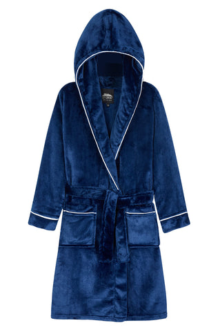CityComfort Boys Fleece Dressing Gown, Kids Bathrobe Plush Super Soft (13-14 Years, Dark Blue)
