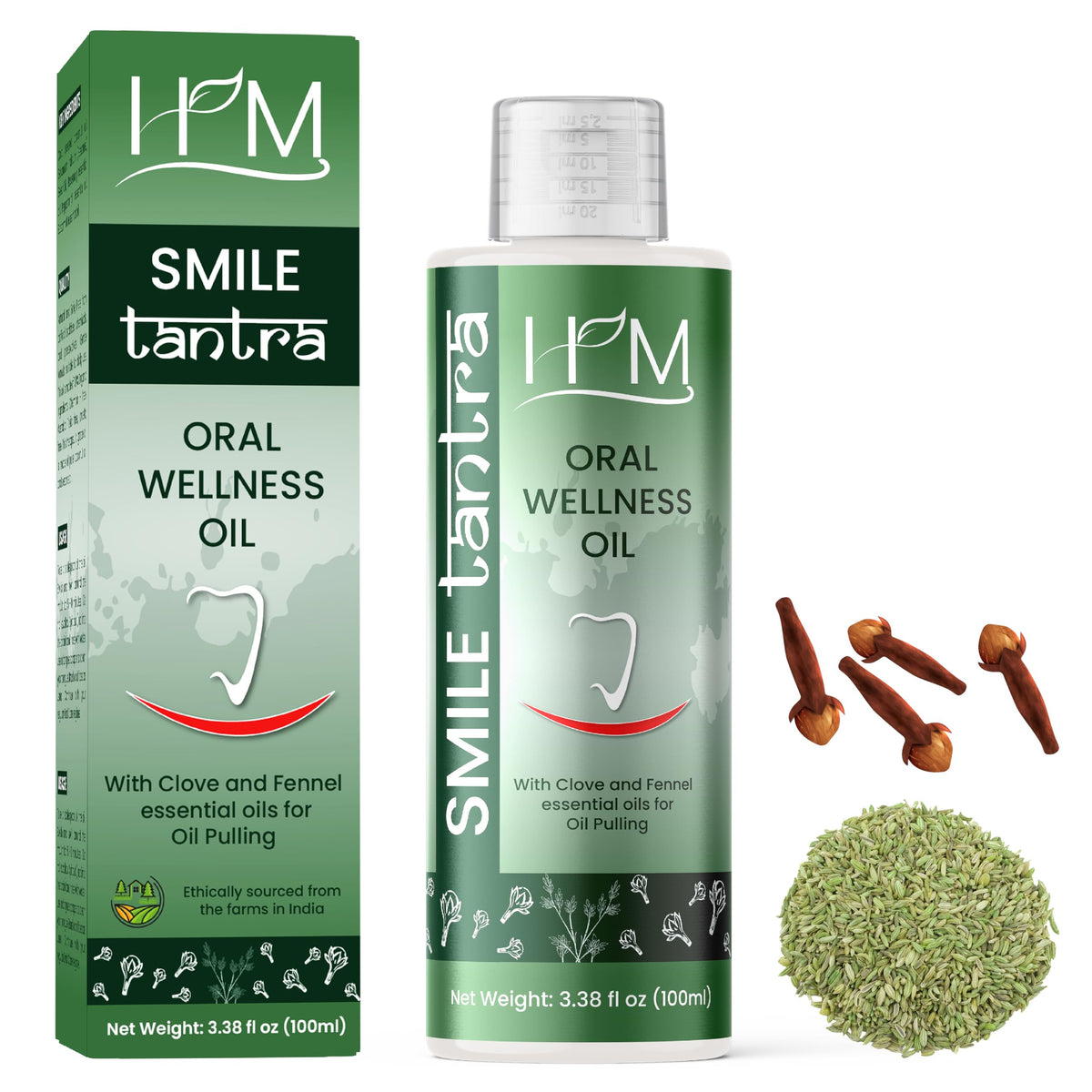 Oil Pulling with Clove & Fennel Essential Oils for Oral Health, Healthy Teeth and Gums, Alcohol Free Mouthwash, Teeth Whitening, Helps with Bad Breath and Freshens Mouth