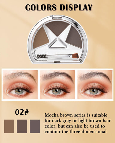 Eyebrow Powder Makeup,3 Colors Eye Brow Powder Palette Waterproof Long Lasting, Grey Brown Series Eyebrow Filler,Brow Contour Eyeshadow Palette for Natural-Looking Brows with Brow Brush Comb Mirror-02