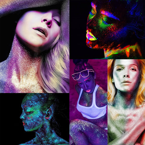 Glow in The Dark Body Glitter, Pink Face Glitter Spray, Spray Body Glitter for Clothes, Fine Glow in The Dark Glitter Spray, Glow Glitter for Hair and Body, Pink Body Glitter with Refill & Funnel