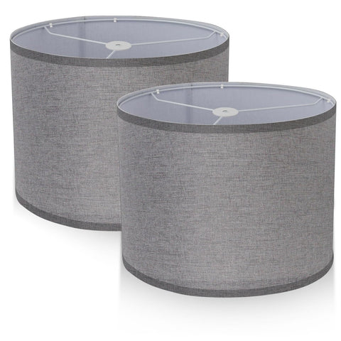 Filltown Lampshade for table lamps, lampshade floor lamp, lampshade pendant lamp, drum lampshade, 12.6 inches diameter x 8.3 inches height, lampshade bedroom, harp not included, pack of 2 - grey