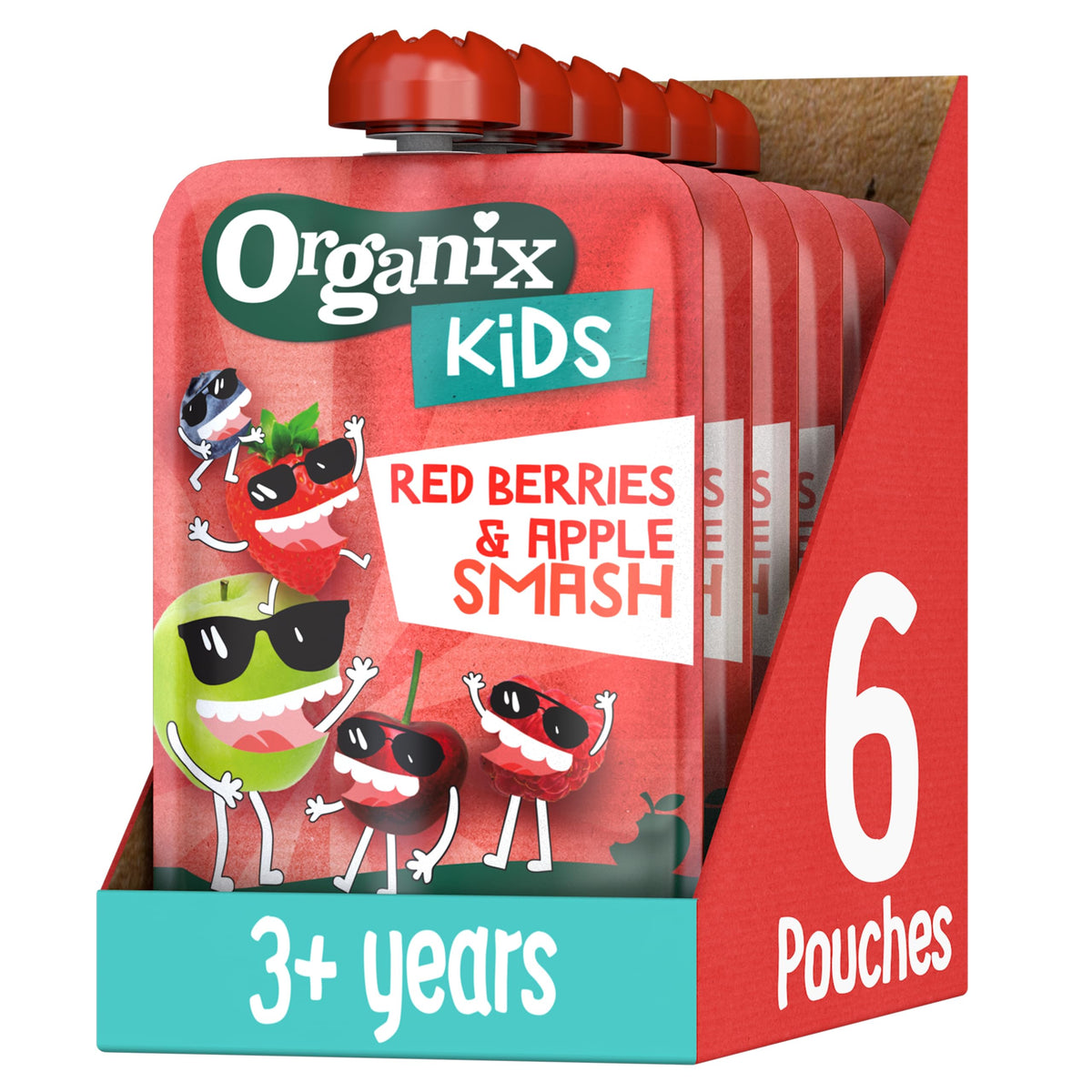 Organix Kids Red Berries & Apple Organic Smash Pouch 3+ Years 100 g (Pack of 6)