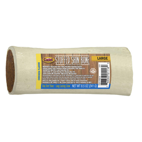 Cadet Stuffed Shin Bone for Dogs - Long-Lasting Chicken Flavored Dog Chew Bone for Aggressive Chewers - Supports Dog Dental Health, Large (1 Count)