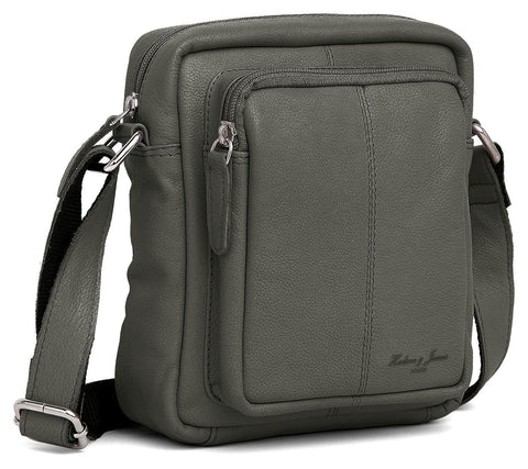 Hudson & James Designer Genuine Real Nappa Leather Handmade Women Ladies Travel Satchel Everyday Crossover Cross body Work Shoulder Handbag Bag (Grey)