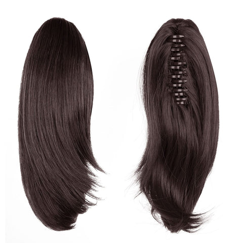 HSPJHTM Ponytail Extensions,Dark Brown Claw Clip Ponytail Hair Extension for Women Curly Hair Piece 10" Synthetic Pony Tail Wig Halloween Fluffy Daily Use