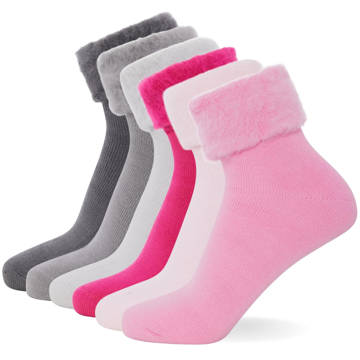 FM London (6-Pack) Extra Warm WomenÃƒÆ’Ã‚Â¢ÃƒÂ¢Ã¢â‚¬Å¡Ã‚Â¬ÃƒÂ¢Ã¢â‚¬Å¾Ã‚Â¢s Super Soft Thermal Bed Socks in Pastel Colours (Size:UK 4-8) - Fluffy Socks Womens Ideal for Cold Evenings - Fleece Lining, Cosy, Comfortable