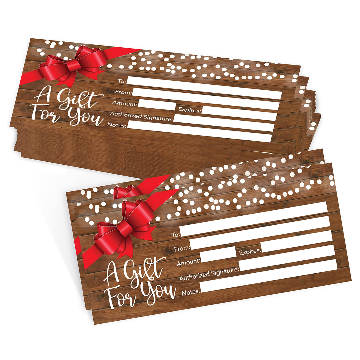 25 4x9 Christmas Gift Certificates For Business Gifts For Clients - Gift Cards For Small Business Gift Certificates Christmas, Blank Gift Certificates For Spa Salon Gift Certificates for Restaurants