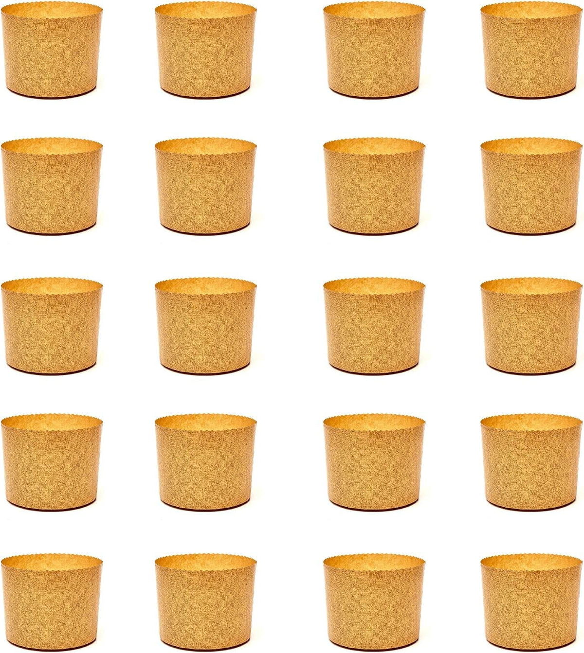 Mini Panettone High Mould (100 g - 20 pcs), Professional Panettone Cups of Natural Paper of Pure Cellulose High Density, Calendered, Baking Forms for Panettones, Heat Resistant 200 ° C