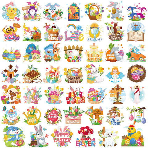 HOWAF 96pcs Easter He is Risen Temporary Tattoos, Religions Christian Easter Temporary Tattoos for Kids, Easter Bunny Egg Tattoos Stickers for Easter Spring Party Favors