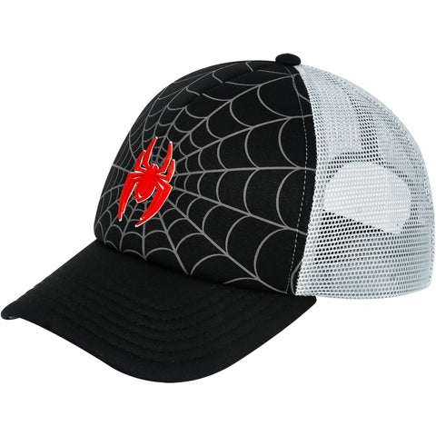 Marvel Spider-Man Baseball Cap, Miles Morales Logo Adjustable Snapback Hat with Curved Brim, Black, One Size