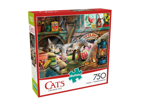 Buffalo Games - Cats Collection - Laid-Back Tom - 750 Piece Jigsaw Puzzle Black,orange,yellow, 24"L X 18"W