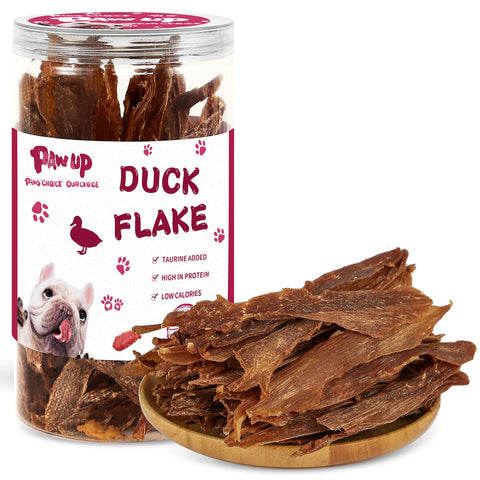 PAWUP Dog Treats Jerky Duck Crisp Flakes, 1% Taurine Added, 6oz (170g), Duck Jerky Chip Flakes, High Protein Duck Dog Training Rewards, Rawhide-Free, Gluten-Free