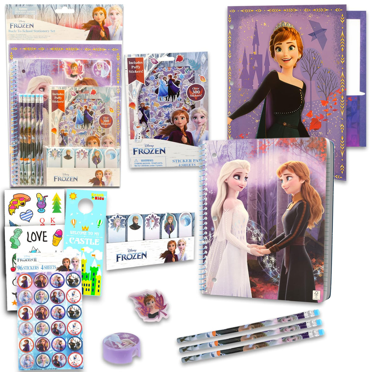 Disney Frozen All You Need for School Stationery Gifts Set - Pencils Eraser Notebook Tabs for Back to School Kindergarten Education Goodies Supplies