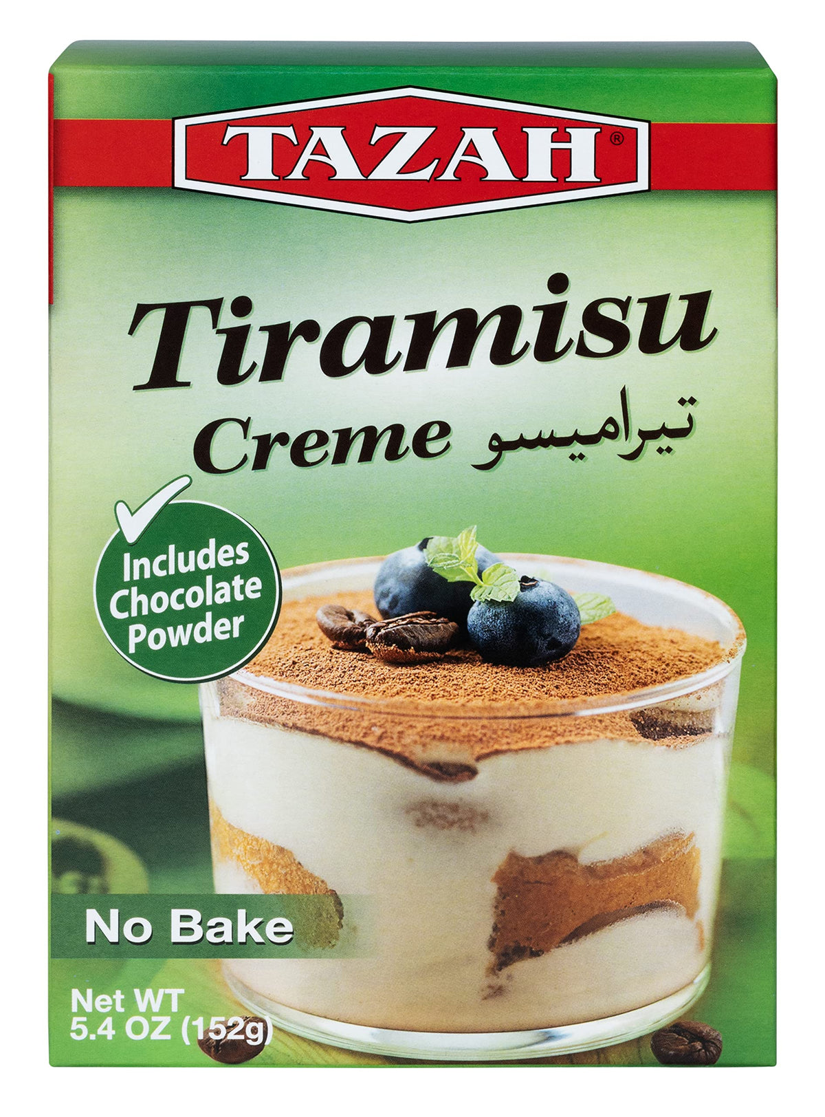 Tazah Tiramisu Mix 5.4oz (152g) Ready Mix - Quick & Easy Authentic Italian Dessert, Rich Flavor, Includes Chocolate Powder, Perfect for Home Baking, Parties and Events
