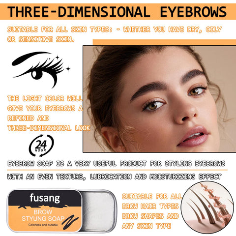 2Pcs Eyebrow Soap Kit,4D Eyebrow Wax Gel Long Lasting Brows Styling Soap,Transparent Eyebrow Shaping Gel Waterproof Eyebrow Styling Pomade