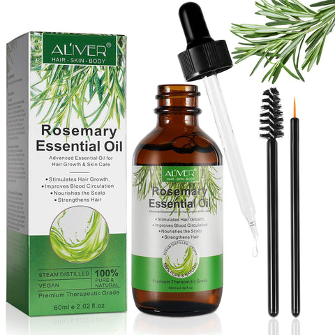 Rosemary Oil for Hair, 60 ml Rosemary Oil for Hair, 100% Pure Natural Rosemary Oil for Hair Growth and Skin Care, Deep Sewing Scalp, Stimulates Hair Growth for Men Women