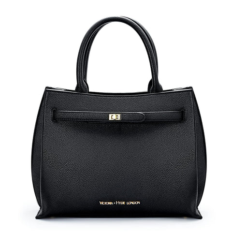 VICTORIA HYDE Handbags Womens Large PU Leather Shopper Womens Handbag Black Elegant Shoulder Bag Womens Tote Bag for Office Work School (Black)