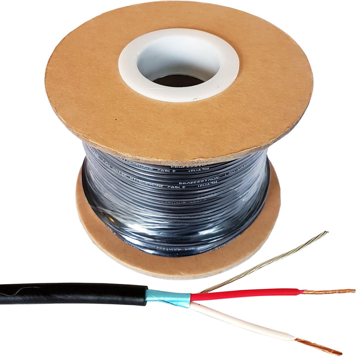 Loops 100m 2 Core Shielded Screened Audio Cable - PURE COPPER - Microphone Lead Reel - Perfect for XLR & 6.35mm Connectors - OFC Instrument/Mic Drop Install Studio Wire