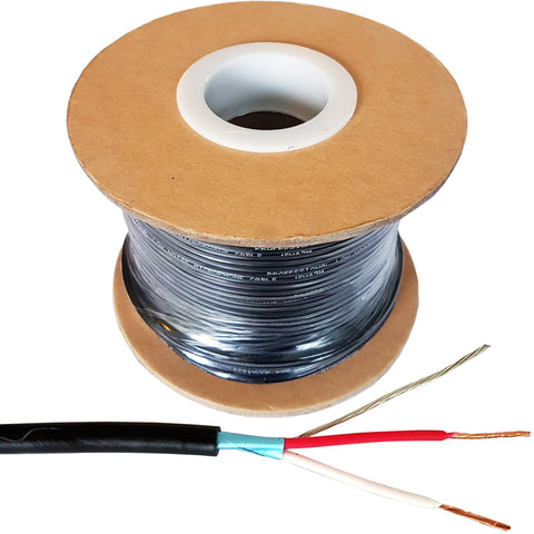 Loops 100m 2 Core Shielded Screened Audio Cable - PURE COPPER - Microphone Lead Reel - Perfect for XLR & 6.35mm Connectors - OFC Instrument/Mic Drop Install Studio Wire