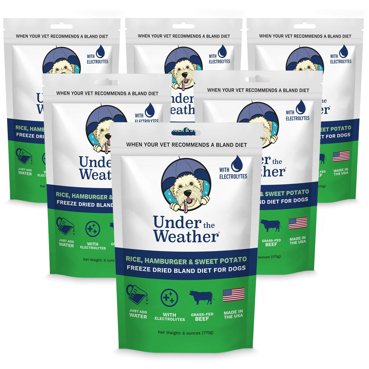 Under the Weather Easy to Digest Bland Diet for Sick Dogs - Always Be Ready - Contains Electrolytes - Gluten Free, All Natural, Freeze Dried 100% Human Grade Meats - Hamburger, Rice & Sweet Potato