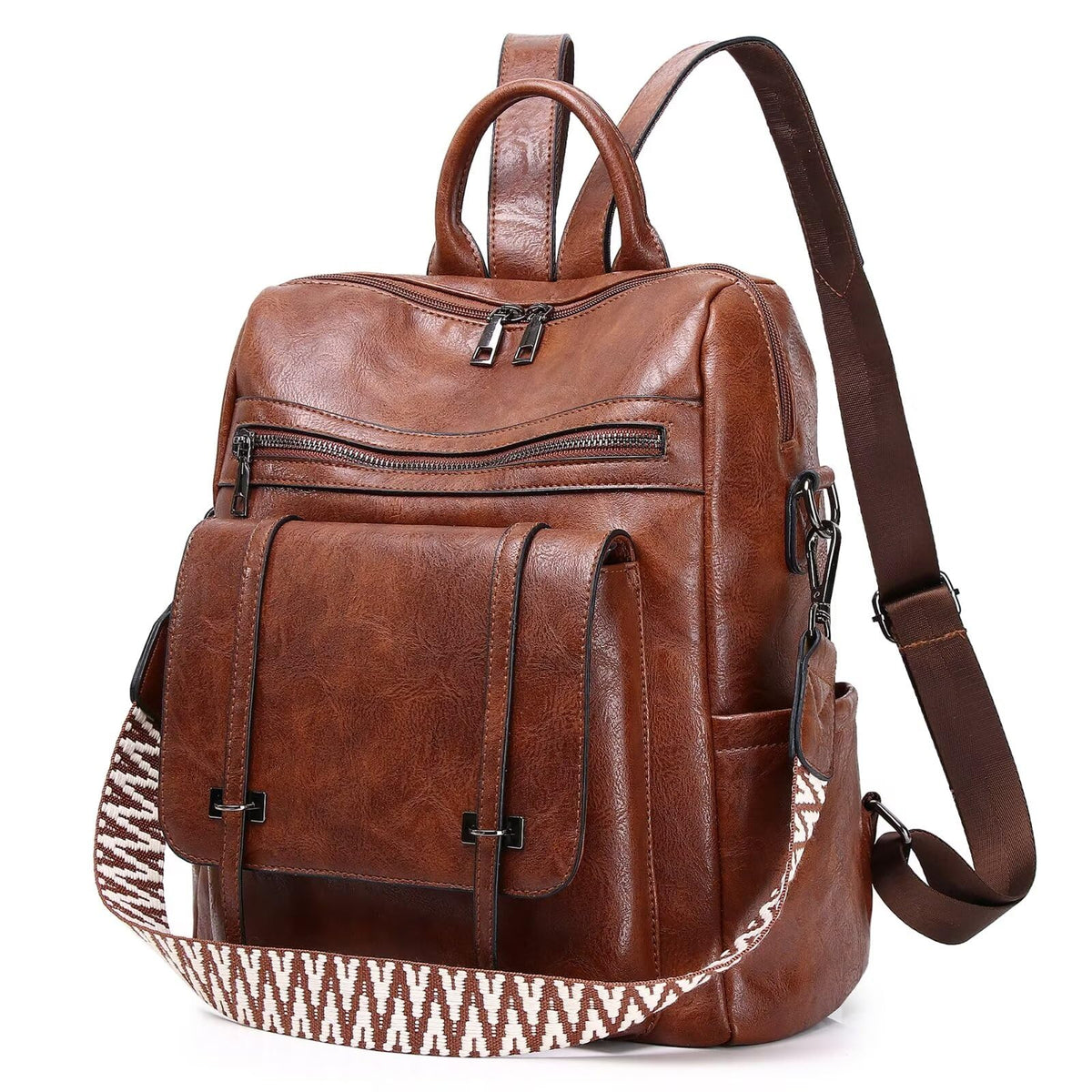 Cfocto Backpack Purse for Women Fashion Ladies Womens Backpack PU Leather Convertible Travel Shoulder Bags Handbag Brown
