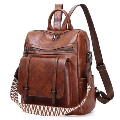 Cfocto Backpack Purse for Women Fashion Ladies Womens Backpack PU Leather Convertible Travel Shoulder Bags Handbag Brown