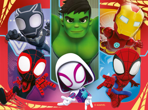 Ravensburger Marvel Spidey & His Amazing Friends Spiderman Jigsaw Puzzles for Kids Age 3 Years Up - 4 in a Box (12, 16, 20, 24 Pieces)