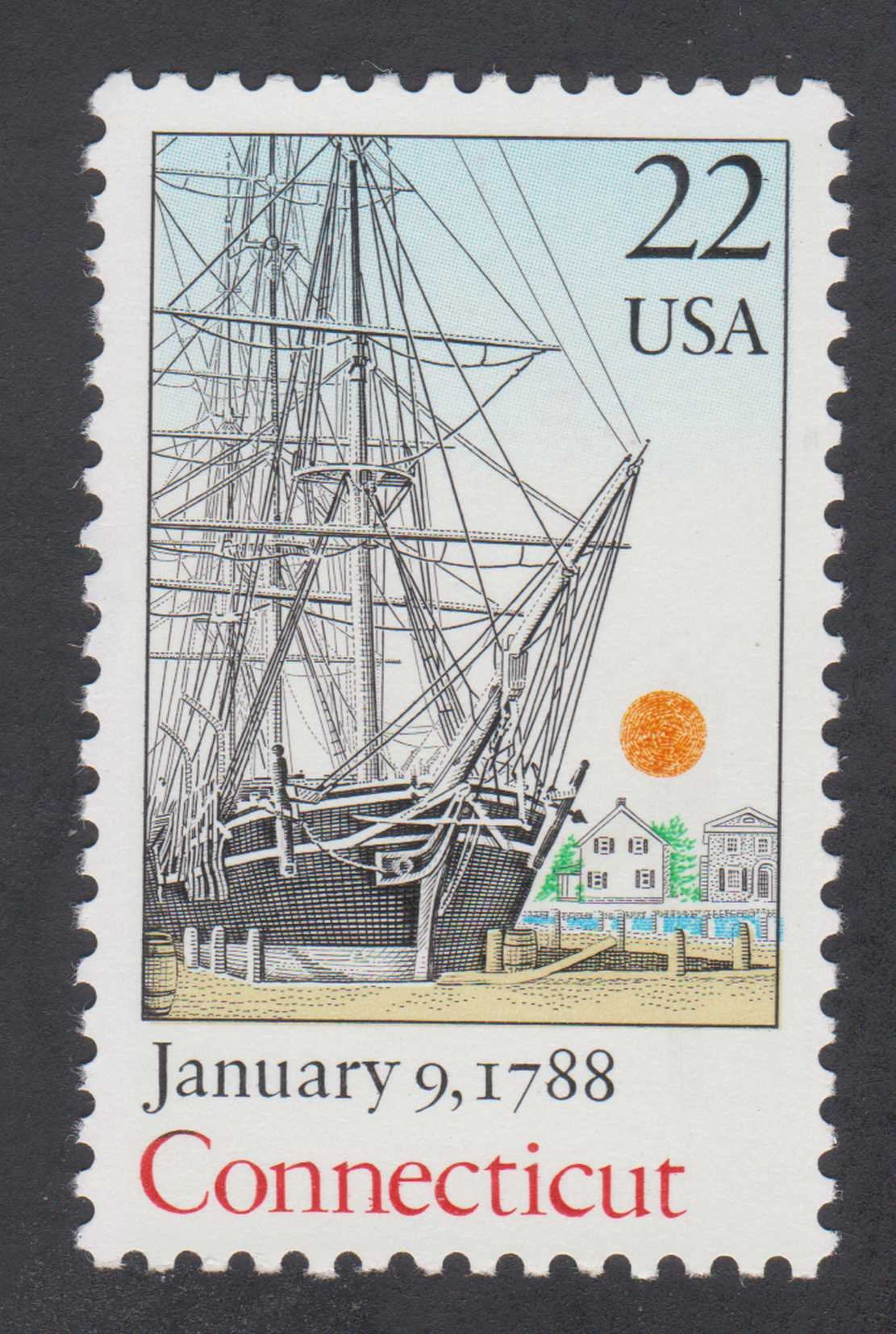 Connecticut 22Ãƒâ€šÃ‚Â¢ USA Postage Stamp