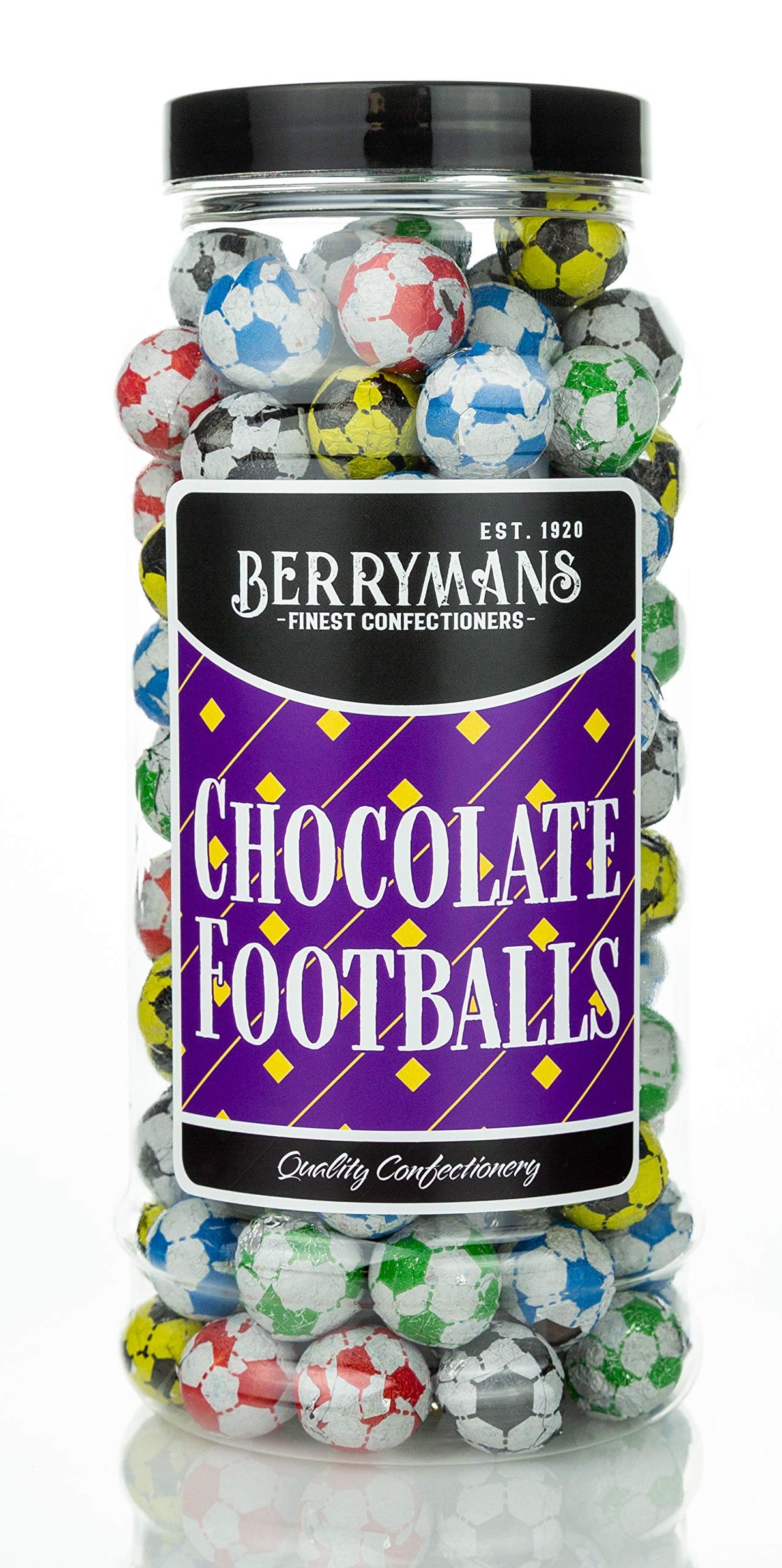 Original Chocolate Footballs Retro Sweets Gift Jar By Berrymans Sweet Shop - Classic Sweets, Traditional Taste.
