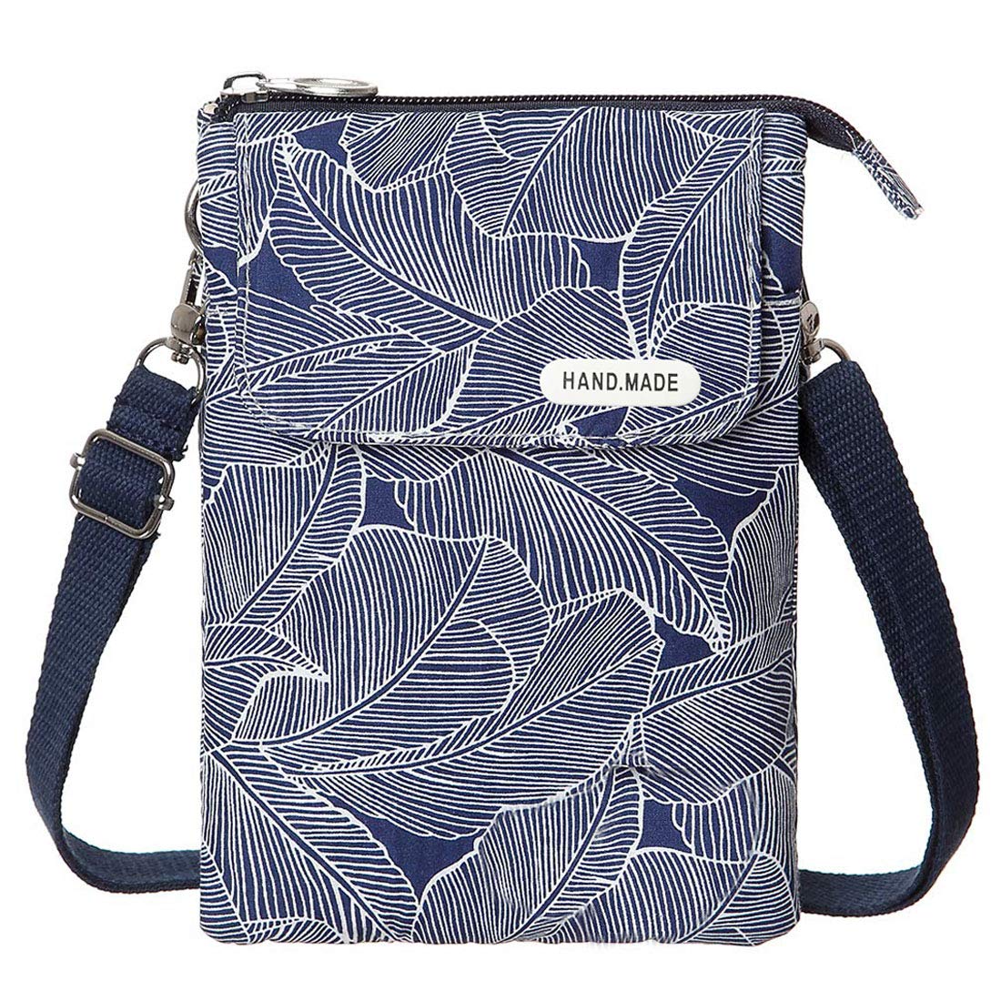 LassZone Canvas Cute Crossbody Handbags Cell Phone Purse Wallet Leaves Pattern Small Change Pouch Bags for Women Girls