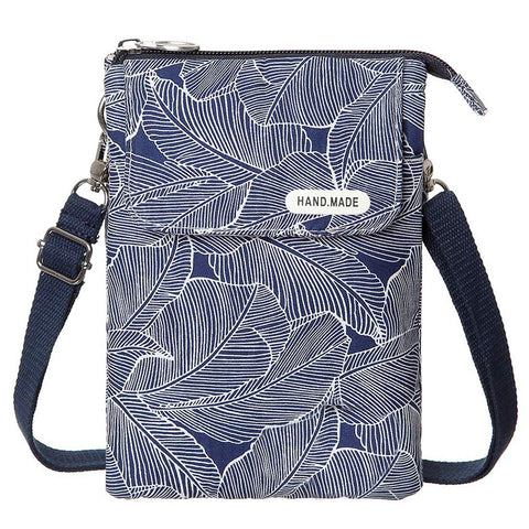LassZone Canvas Cute Crossbody Handbags Cell Phone Purse Wallet Leaves Pattern Small Change Pouch Bags for Women Girls