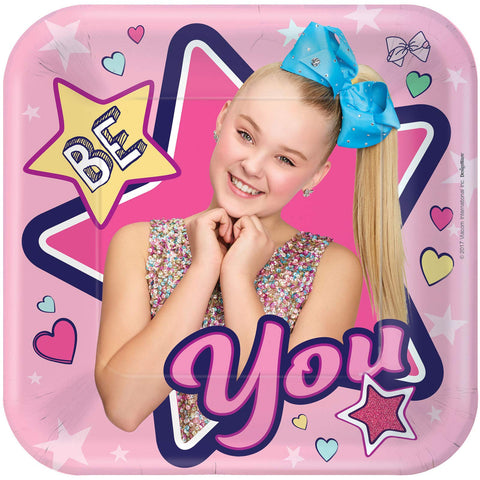 Amscan JoJo Siwa Square Paper Plates - 7" | Multicolor | Pack of 8