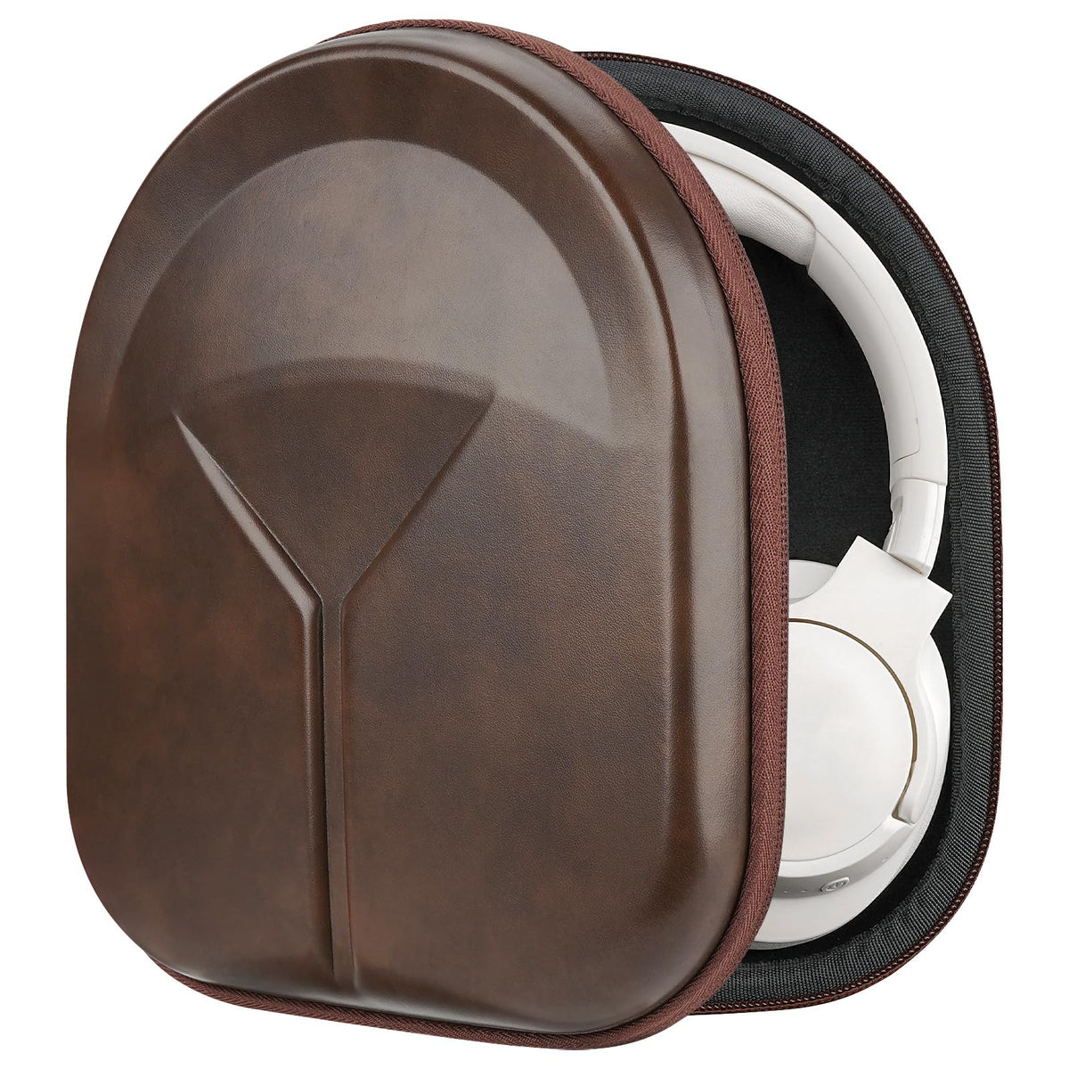 GEEKRIA Shield Headphones Case for On-Ear/Over-Ear Headphones, Replacement Hard Shell Travel Carrying Bag with Cable Storage, Compatible with Soundcore, JBL, Bang&Olufsen, Sony Headsets (Brown)