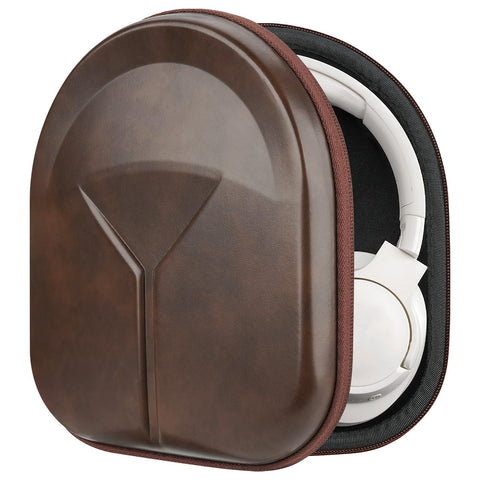 GEEKRIA Shield Headphones Case for On-Ear/Over-Ear Headphones, Replacement Hard Shell Travel Carrying Bag with Cable Storage, Compatible with Soundcore, JBL, Bang&Olufsen, Sony Headsets (Brown)
