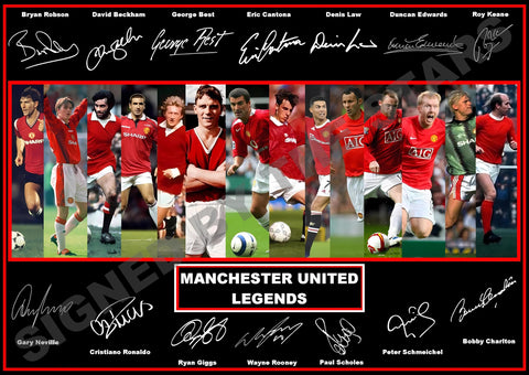 Stunning Quality Manchester United Legends Signed/Autographed Print. George Best, David Beckham, Ryan Giggs etc etc.. (A4 PRINT ONLY 29.7CM X 21CM)
