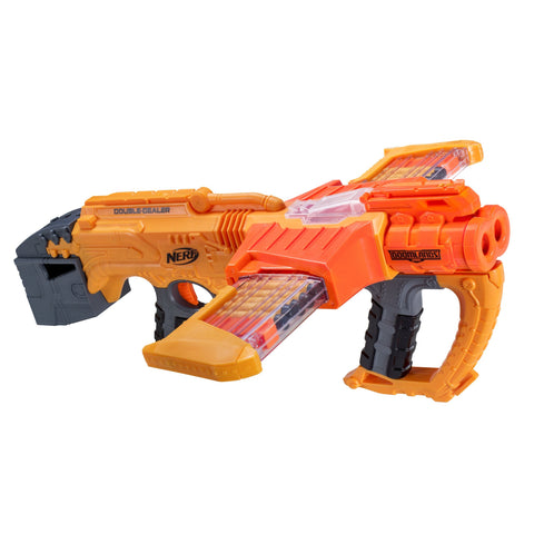 Nerf Doomlands Blaster Double Dealer Toy Blaster with Two 12-Dart Clips & 24 Official Elite Darts for Kids, Teens, & Adults, Orange, Standard