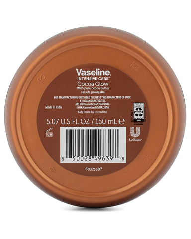 Vaseline Cocoa Glow Moisturizer Body Cream, 3-Pack, 5.07 FL Oz Each, 3 Jars