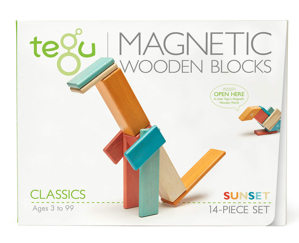 14 Piece Tegu Magnetic Wooden Block Set, Sunset