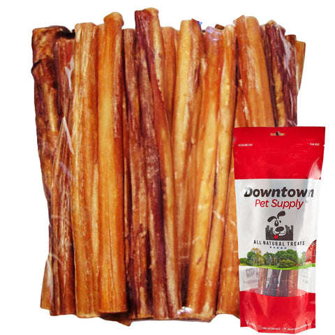 Downtown Pet Supply 12-inch Bully Sticks for Large Dogs, Pack of 4 - Single Ingredient, Rawhide Free Dog Chews for Aggressive Chewers - Nutrient-Rich and Odor Free Bully Sticks for Dogs - Beef