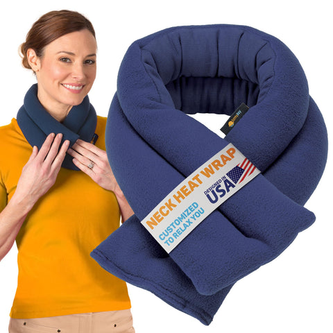 Sunny Bay Microwavable Neck Heating Wrap, Extra Long, 25"X5", Microwave Hot/Cold Pad, Reusable, Portable, Navy Blue